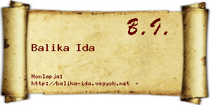 Balika Ida névjegykártya
